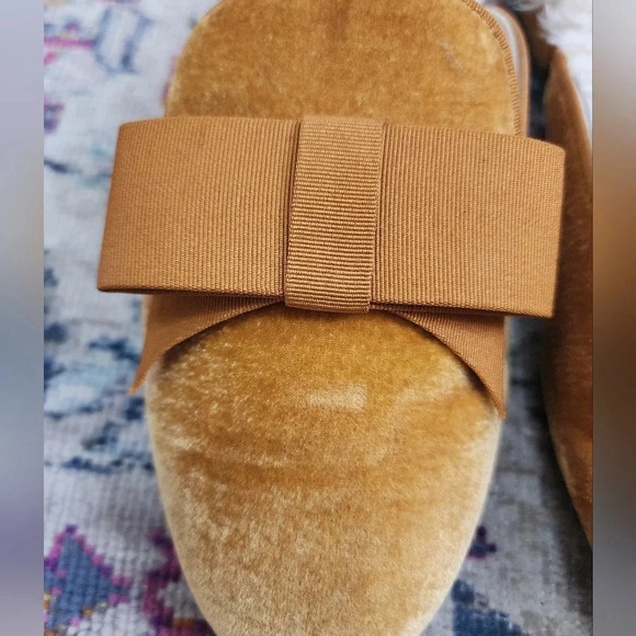 Birdies " The Phoebe" Inside Soles Faux Fur, Ribbon Bow, Golden Color, sz 9 - Picture 5 of 12
